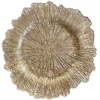 Auksinis lapų padėklas, plastikinis blanche, 33 cm, stalo dekoracija