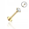 Auksinis titano labretas su cirkoniu 1.2/8/2 mm