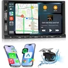 Automagnetola Nhopeew 2 din automobilinis radijas su belaidžiu carplay ir android car - 7 colių 2 din raio palaiko eq fm vairo valdymą, 16 vartotojo sąsajų, aux sd dvigubus usb prievadus + atbulinės eigos kamera
