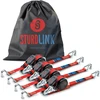 Automatinis surišimo diržas 5 m 25 mm su j formos kabliu 350 kg / 700 kg | 4 tempimo diržų rinkinys savaime susivyniojantis | Automatinis tempimo diržo vyniotuvas / tempimo diržo ritė | Surišimo diržas sunkvežimio priekabai
