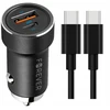 Automobilinis įkroviklis 20w Usb-c + Usb-a su Usb-c kabeliu