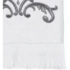Avanti monograminis rankšluostis pirštams, R-scroll, balta/pilka