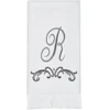 Avanti monograminis rankšluostis pirštams, R-scroll, balta/pilka