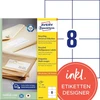 Avery Zweckform Lr3427 perdirbtos etiketės (800 adresų etikečių, 105 x 74 mm ant A4 formato lapo, 100 % perdirbtas popierius, spausdinamos siuntimo etiketės, lipnios siuntimo etiketės), 100 lapų, balta
