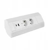 Baldinis lizdas 2 x 230v 2 x Usb Corner Box baltas