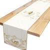Baltas aukso spalvos Eid Mubarak stalo takelis, Eid Mubarak stalo dekoracija su mečete, Ramadan Mubarak stalo dekoracija musulmonų islamo vakarėliui, 180 x 35 cm