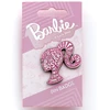 Barbie blizgantis silueto rožinis emalio ženkliukas - universalus dydis - cinkas, cinkas