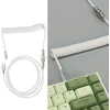 Be In Your Mind pintas mechaninės klaviatūros kabelis, usb-a, usb-c kabelis žaidimų klaviatūrai, dvigubo apvalkalo spiralinis klaviatūros kabelis su nuimamu aviatoriaus usb-c į usb-a, baltas