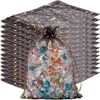 Beebeecraft 50 organzos dovanų maišelių pakuotė 13 x 18 cm mėnulio ir žvaigždžių organzos maišeliai juodi tinkliniai dovanų laikymo maišeliai kalėdų festivaliams vestuvėms Helovino vakarėliams