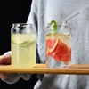 Bestonzon gėrimų stiklinės su stikliniu šiaudeliu, 2 vnt., 350 ml skardinės formos stiklinės, alaus stiklinės, stiklinės šaltai kavai, viskiui, sodai, arbatai, vandeniui