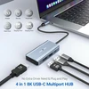 Bigbig won usb c hub hdmi, 4 portų usb c multiportas su dviem ekranais 8k @ 30hz hdmi, 8k @ 30hz dp, 100w pd įkrovimo prievadas, usb 3.0, suderinamas su hdtv