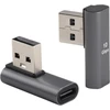 Bivofu 90° kampu usb c adapteris, 3.1 gen 2 male to female itin greitas duomenų perdavimas 10 gbps ir įkrovimas 100 w al-aliuminio lydinys nešiojamiesiems kompiuteriams ir usb-c įrenginiams, 2 vnt., pilka