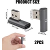 Bivofu 90° kampu usb c adapteris, 3.1 gen 2 male to female itin greitas duomenų perdavimas 10 gbps ir įkrovimas 100 w al-aliuminio lydinys nešiojamiesiems kompiuteriams ir usb-c įrenginiams, 2 vnt., pilka