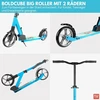 Boldcube didelis paspirtukas vaikams su xxl ratais 7-16+ metų, sulankstomas, reguliuojamas vairo aukštis nuo 86 iki 111 cm, žydros spalvos
