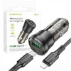 Borofone Usb Type-c Pd 38w 3a Quick Charge automobilinis įkroviklis su laidu, juodas