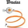 Bradas® dujų reguliatorius, slėgio reguliatorius 37 mbar - 1,5kg/h su 1 m ilgio dujų žarna + 2 žarnų spaustuvai propano butano jungčių rinkinys | grilio kempingo dujų reguliatorius žemo slėgio