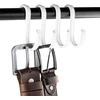 Brute Strength S formos kabliukai apvynioti pilno grūdėtumo oda - 12 vnt. pakuotė - balti su baltomis siūlėmis - 10 cm nerūdijančio plieno metaliniai pakabinimo kabliukai virtuvei, dirbtuvėms, vonios kambariui