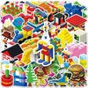 Building Blocks lipdukų rinkinys, 50 vnt., skirtas riedlentėms, grafiti, motociklams, dviračiams, snieglentėms, bagažui, nešiojamam kompiuteriui, automobiliui, lagaminui, vaikams ir paaugliams, vandeniui atsparūs vinilo lipdukai