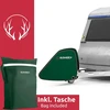 Bushbock® Premium grąžulo uždangalas, pagamintas iš Oxford 600d medžiagos su Pu danga ir atšvaitais. Universalus grąžulo uždangalas – taip pat skirtas priekaboms/nameliams ant ratų su apsaugos nuo slydimo jungtimi ir dėžutės užraktu (žalias)