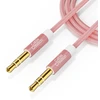 Cablecreation 1.8 m 3.5 mm stereo audio kabelis iš tėviškos į tėvišką jungtį, plonas ir minkštas kabelis su paauksuota jungtimi, skirtas išmaniesiems telefonams, planšetiniams kompiuteriams, mp3 grotuvams ir kt., rožinio aukso spalvos