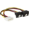 Cablecreation Molex į Sata, [2 vnt.] 15 cm Molex 4 kontaktų į 2 x Sata 15 kontaktų žemyn kampu moteriškas maitinimo kabelis