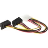 Cablecreation Molex į Sata, [2 vnt.] 15 cm Molex 4 kontaktų į 2 x Sata 15 kontaktų žemyn kampu moteriškas maitinimo kabelis