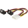 Cablecreation Molex į Sata, [2 vnt.] 15 cm Molex 4 kontaktų į 2 x Sata 15 kontaktų žemyn kampu moteriškas maitinimo kabelis