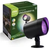 Calex išmanusis lauko led xl grindų prožektorius, 9 w, atsparus vandeniui, išmanus sodo apšvietimas su įsmeigiamu smaigaliu, rgb ir šilta balta šviesa, juodas