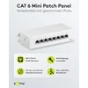 Cat 6 mini/desktop patch panel, 8 portų, baltas - Stp ekranuotas, baltas