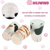 Cat Paw stiklinė taurė, 3 vnt., Cat Paws matinio stiklo taurė, kūrybiškas katės nagas, Cat Paw pieno puodelis, matinis stiklinis puodelis, pieno katės puodeliai, biurui, pusryčių kavos puodelis 300 ml (a+b+c)