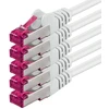 Cat6a tinklo kabelis 3m, baltas, 5 vnt., S-ftp, 10gb/s
