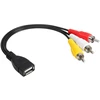Cerrxian usb į 3 rca kabelis, usb 2.0 a female į 3 rca male audio video av composite adapterio kabelis, skirtas tv/mac/pc (0.15m)