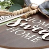 Chditb 3d durų vainikas su užrašu "welcome" priekinėms durims, vainikas "welcome" priekinėms durims, namų saldžių namų durų dekoracija, priekinės durys, boho stiliaus lauko ženklas pakabinimui, pakaba su dirbtiniais lapais ir kaimiškais karoliukais