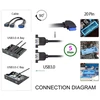 Chenyang 2 prievadų Usb 3.0 moteriškas į motininę plokštę 20 kontaktų vyriškas kabelis priekinio skydelio varžtų tvirtinimo tipui 30 cm 90 laipsnių kampu