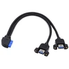 Chenyang 2 prievadų Usb 3.0 moteriškas į motininę plokštę 20 kontaktų vyriškas kabelis priekinio skydelio varžtų tvirtinimo tipui 30 cm 90 laipsnių kampu
