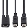 Chenyang Mini Usb skirstytuvas daugiafunkcinis įkrovimo laidas, Mini Usb 1 lizdas į 2 kištukus įkrovimo ilgintuvas palaiko dviejų įrenginių įkrovimą vienu metu, 0,3 m