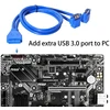 Chenyang pagrindinės plokštės 19/20pin 1 į 2 Usb 3.0 priekinio skydelio kampinis kabelis 50cm su skydelio tvirtinimo skylėmis
