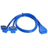 Chenyang pagrindinės plokštės 19/20pin 1 į 2 Usb 3.0 priekinio skydelio kampinis kabelis 50cm su skydelio tvirtinimo skylėmis