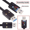 Chenyang usb 3.0 "pasidaryk pats" jungtis aliuminio lydinio usb 3.0 type a male jungties taisymo keitimo litavimo adapteris kabeliui, kurio išorinis skersmuo 6,0 mm