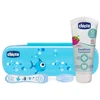 Chicco – braškių dantų pasta su fluoridu, dantų rinkinys, mėlynas