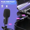 Chicsolis Usb mikrofonas Rgb kondensatorinis mikrofonas Plug Play: žaidimų mikrofonas Pc kompiuteriui Android - su 3,5 mm ausinių lizdu, pasukamas valdiklis garsumo reguliavimui
