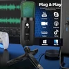 Chicsolis Usb mikrofonas Rgb kondensatorinis mikrofonas Plug Play: žaidimų mikrofonas Pc kompiuteriui Android - su 3,5 mm ausinių lizdu, pasukamas valdiklis garsumo reguliavimui