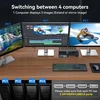 Monitorius Cmstedcd 8k60hz Displayport + Hdmi Kvm jungiklis 4 Pc 3 monitoriams Usb 3.0 Dp1.4 + Hdmi 2.1 Kvm jungiklis keturiems kompiuteriams, dalinantis trimis monitoriais ir keliais Usb įrenginiais su nuotoliniu valdymu ir 4 x Usb