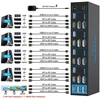 Monitorius Cmstedcd 8k60hz Displayport + Hdmi Kvm jungiklis 4 Pc 3 monitoriams Usb 3.0 Dp1.4 + Hdmi 2.1 Kvm jungiklis keturiems kompiuteriams, dalinantis trimis monitoriais ir keliais Usb įrenginiais su nuotoliniu valdymu ir 4 x Usb