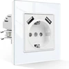 Cnbingo schuko lizdas su usb 16 a lizdas su įstatomu gnybtu crystal įleidžiamas lizdas - vienas usb lizdas baltas - 1 skyriaus sieninis lizdas su stikliniu rėmeliu