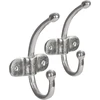 Com-four® 2 x sieniniai kabliukai, dvigubi metaliniai sieniniai kabliukai vonios kambariui, virtuvei, miegamajam ar drabužių spintai (9,5 x 8 x 18 cm) (2 vnt. - sieniniai kabliukai)
