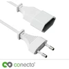 Conecto maitinimo laidas, 2.0 m, plokščias kištukas euro kištukas tipo c į euro lizdą, maitinimo laido ilgintuvas buitiniams prietaisams, televizoriui, žaidimų konsolei, baltas