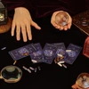 Createcabin Creatcabin altoriaus staltiesė, tarot staltiesė, gotikinis kortų krepšys, kvadratinė staltiesė, būrimas, aksominis rinkinys su tarot krepšeliu su raišteliu, dovana tarot kortų mėgėjams moterims, kalėdoms, gimtadieniui