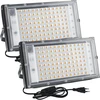 Createstar led prožektorius 100 w, led prožektorius su kištuku, 2 vnt., 10000 liumenų led prožektorius, 3000 k, šilta balta, lauko prožektorius su ip65 atsparumu vandeniui ryškiam sodui, garažui, sporto aikštelei