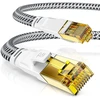 Csl - 0,25 m, 25 cm, Cat 7 tinklo kabelis, plokščias, 10 Gbits - medvilninis apvalkalas, Lan kabelis, patch kabelis, duomenų kabelis - Cat.7 Gigabit Rj45 Ethernet kabelis - 10000 Mbits greitis - plokščias kabelis - instaliacinis kabelis